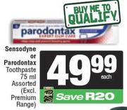 Sensodyne Or Parodontax Toothpaste Assorted-75ml