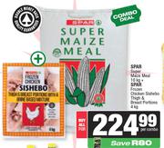 Spar Super Maize Meal 10Kg + Spar Frozen Chicken Sishebo Thigh & Breast Portions 4Kg-For All