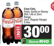 Coca-Cola, Fanta, Sprite Or Stoney Diet Lite or Zero Range (Excl Regular Range)-For Any 2 x 2Ltr