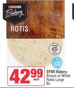 Spar Bakery Brown Or White Rotis Large-8s 