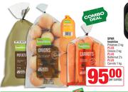 Spar Freshline Potatoes 2Kg + Onions 2Kg + Butternut 2's + Carrots 1Kg-Per Combo