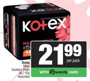 Kotex Maxi Sanitary Pads Assorted-8s/10s Per Pack