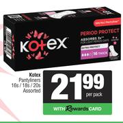 Kotex Pantyliners Assorted-16s/18s/20s Per Pack