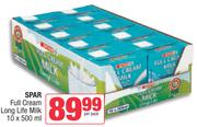 Spar Full Cream Long Life Milk-10 x 500ml