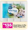 Great Value 2 Ply Toilet Tissue-24s