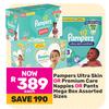 Pampers Ultra Skin Or Premium Care Nppies Or Pants Mega Box Assorted Sizes-Each