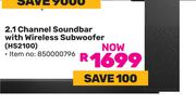Hisense 2.1 Channel Soundbar With Wireless Subwoofer 850000796