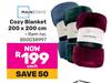 Mainstays Cozy Blanket 200 x 200cm-Each