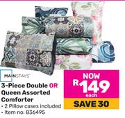 Mainstays 3-Piece Double Or Queen Assorted Comforter (Incl 2 Pillowcases)-Each