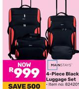 Mainstays 4-Piece Black Luggage Set