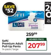 Softi Premium Adult Pull Up Pants 14 Pack/Large
