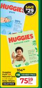 Huggies Pure Or Natural Care 4 x 56 Wipes Baby Wipes Value Pack-Per Pack