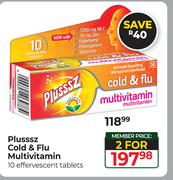 Plussz Cold & Flu Multivitamin-For 2 x 10 Effervescent Tablets