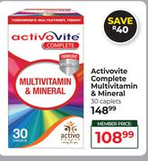 Activovite Complete Multivitamin & Mineral-30 Caplets