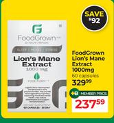 FoodGrown Lion's Mane Extract 1000mg-60 Capsules