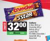 Cadbury 5 Star 48.5g/Crunchie 40g/Astros 40g/Lunch Bar/P.S Milk Chocolate/Caramilk 48g-For 2