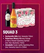 Durbanville Hills 750ml+Robertson Winery Mimosa 750ml+Annabelle Cuvee Sparkling Cans 6x250ml