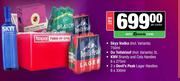 Skyy Vodka 750ml+Du Toitskloof 3L+KWV Brandy & Cola Handies 6x275ml+Devil's Peak Handies 2x6x330ml