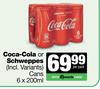 Coca Cola Schweppes Cans-6 x 200ml Per Pack