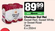 Chateau Del Rei Sweet Red, Sweet White Or Sweet Rose Cans-6 x 250ml