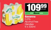 Savanna 0.0% Non Alcoholic Free Handies-6 x 330ml