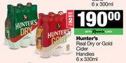 Hunter's Real Dry Or Gold Cider Handies-For 2 x 6 x 330ml