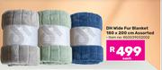 DH Wide Fur Blanket 180 x 200cm Assorted 85003902002