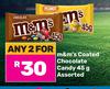 M&M's Coated Chocolate Candy Assorted-For Any 2  x 45g 