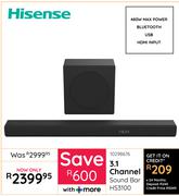 Hisesne 3.1 Channel Sound Bar HS3100 10298676
