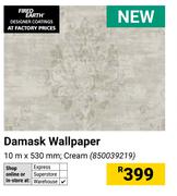 Damask Wallpaper Cream 10m x 530mm 850039219