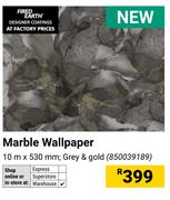 Marble Wallpaper Grey & Gold 10m x 530mm 850039189