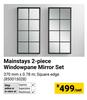 Mainstays 2 Piece Windowpane Mirror Set Square Edge 370mm x 0.78m 850015028-Per Set
