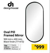 Design House Oval Pill Framed Mirror Black Finish 900mm x 400mm 771473