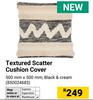 Textured Scatter Cushion Cover Black & Cream 500mm x 500mm 850024683