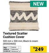 Textured Scatter Cushion Cover Black & Cream 500mm x 500mm 850024683