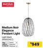 Eurolux Medium Noir Elegance Pendant Light Light Black 850022427