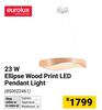 Eurolux 23W Ellipse Wood Print LED Pendant Light 850022461