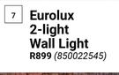 Eurolux 2 Light Wall Light 850022545