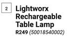 Lightworx Rechargeable Table Lamp 50018540002