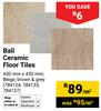 Bali Ceramic Floor Tiles 430mm x 430mm In Beige, Browm & Grey-Per Sqm