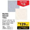 Marble Glazed Tiles 60mm x 60mm (1st Grade) In Grey & Beige-Per Sqm