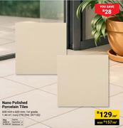 Nano Polished Porcelain Tiles 600mm x 600mm (1st Grade) In Ivory-Per Sqm
