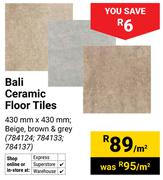 Bali Ceramic Floor Tiles 430mm x 430mm In Beige, Browm & Grey-Per Sqm
