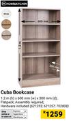 Cuba Bookcase Incl Hardware 1.2m(h) X 600mm(w) x 300mm(d) 621253, 621257, 702808
