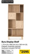 Buru Display Shelf Incl Hardware 1.78m(h) X 800mm(w) X 360mm(d) 704150