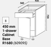 Home & Kitchen 450mm 1 Drawer Cabinet Base (Floor Units) 609095