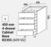 Home & Kitchen 450mm 4 Drawer Cabinet Base (Floor Units) 609102
