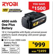 Ryobi 4000 mAh One Plus Battery 734271