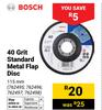 Bosch 40 Grit Standard Metal Flap Disc 115mm 762495,762496,762497,762498