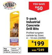 Ruwag 5 Pack Industrial Concrete Drill Bits 24392